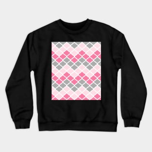 Fuchsia Hot Pink Grey Quatrefoil Chevron Pattern Crewneck Sweatshirt